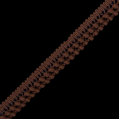 Brown Two Row Mini Pom Pom Trim - Detail