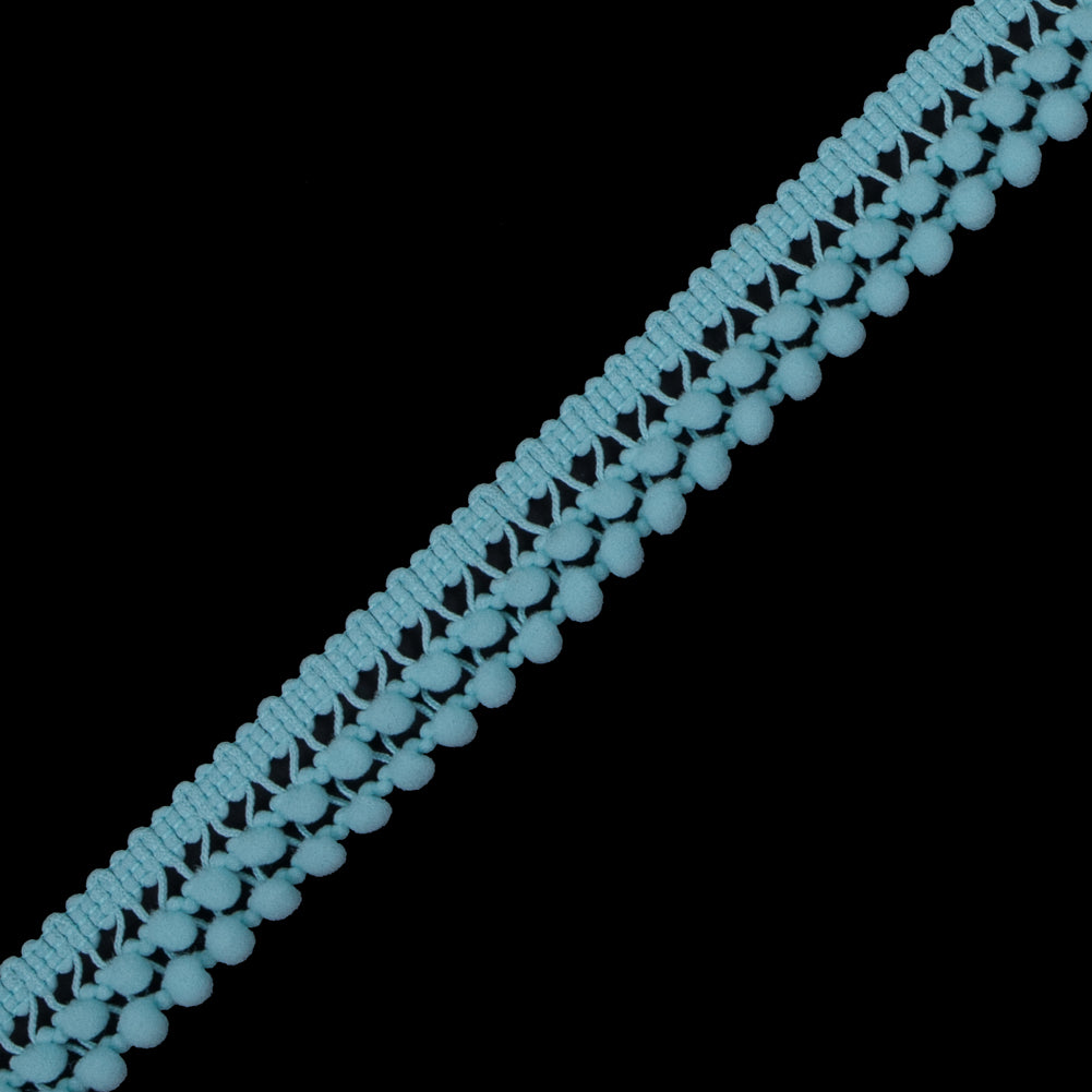 Light Aqua Two Row Mini Pom Pom Trim - Detail