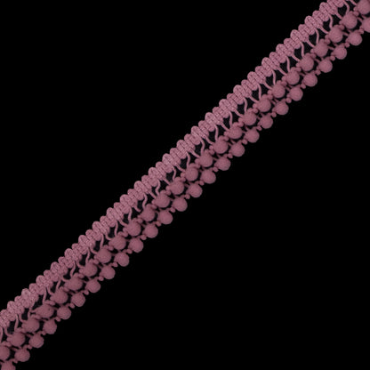 Dusty Rose Two Row Mini Pom Pom Trim - Detail
