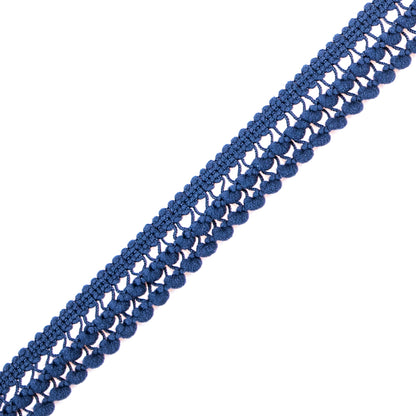 Navy Two Row Mini Pom Pom Trim - Detail