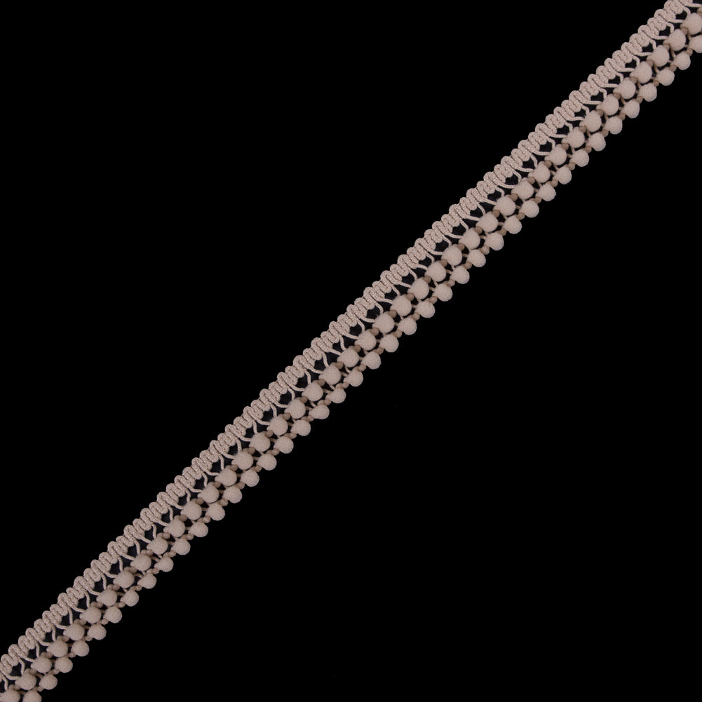 European Light Beige Two Row Mini Pom Pom Trim
