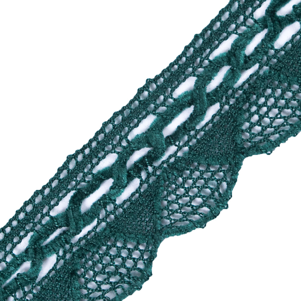 Green Crochet Chenille Trim - 1.5" Detail