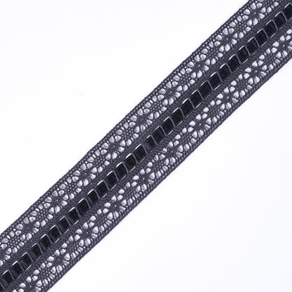Gray Crochet Trim with Ribbon Detail- 2