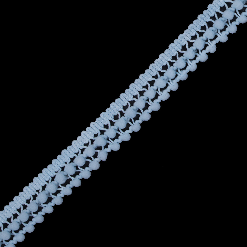 Light Blue Two Row Mini Pom Pom Trim - Detail