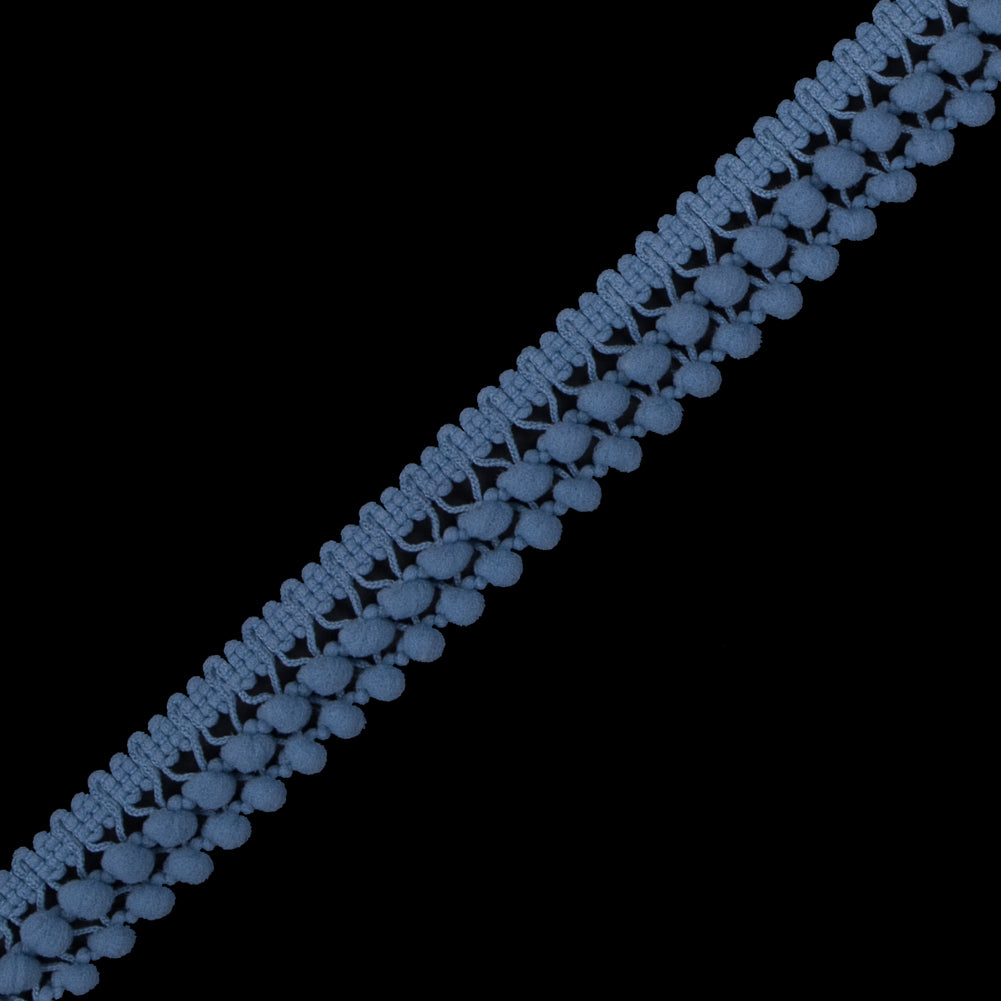 Blue Two Row Mini Pom Pom Trim Detail