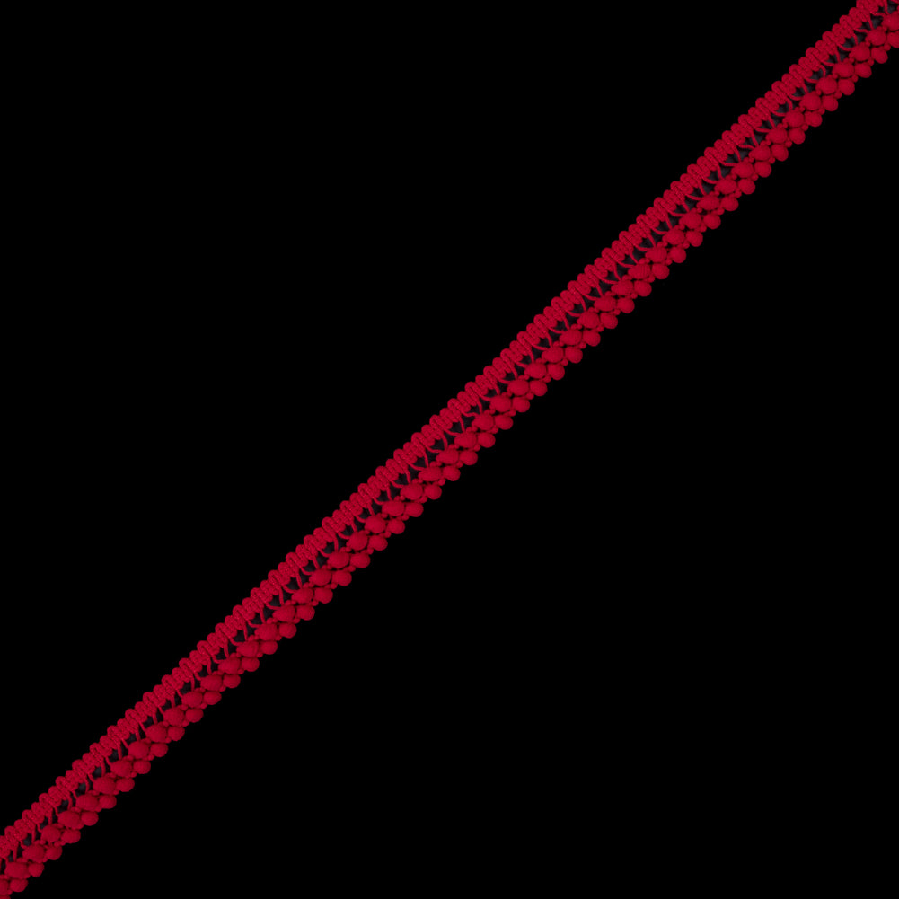 Red Two Row Mini Pom Pom Trim