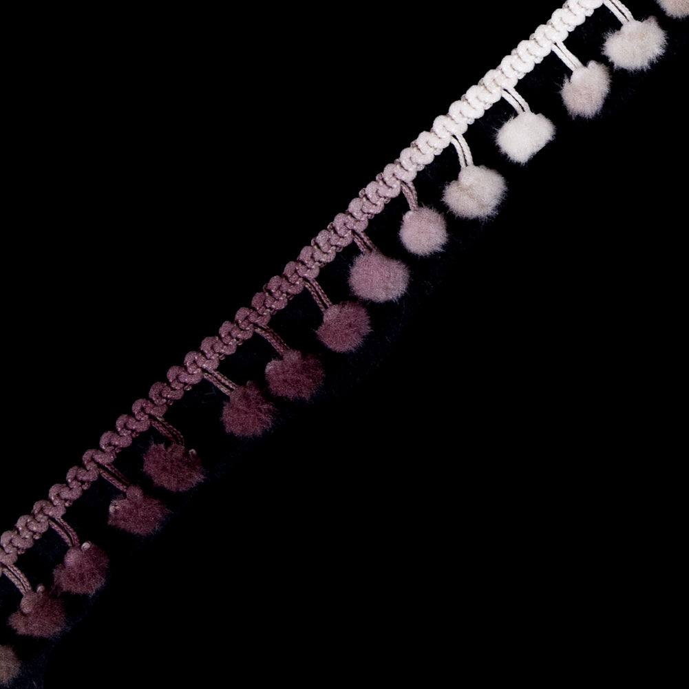 Mauve Ombre Pom Pom Trim - 0.375" Detail