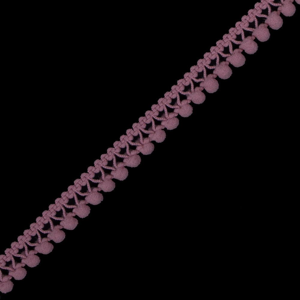 European Dusty Rose Single Row Mini Pom Pom Trim Detail