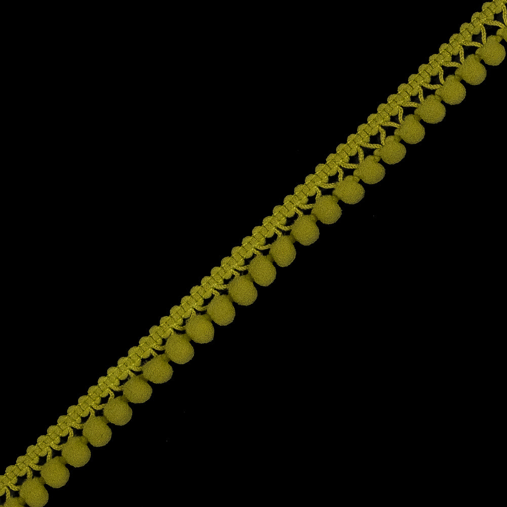 Chartreuse Single Row Mini Pom Pom Trim - Detail