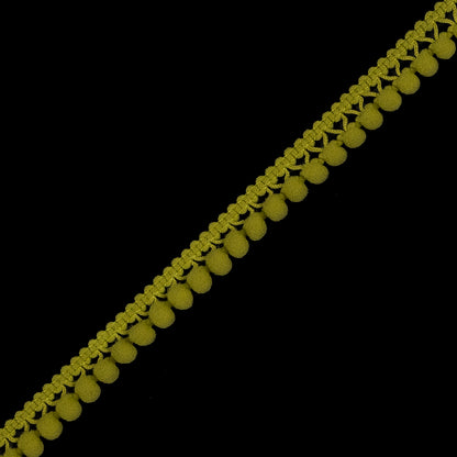 Chartreuse Single Row Mini Pom Pom Trim - Detail