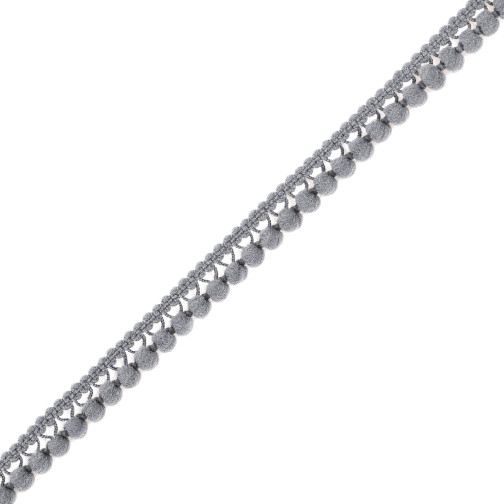 Dark Gray Single Row Mini Pom Pom Trim - Detail