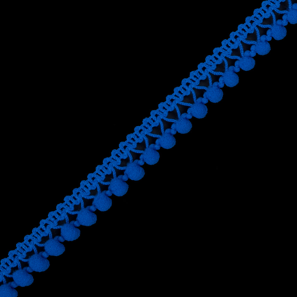 Royal Blue Single Row Mini Pom Pom Trim - Detail