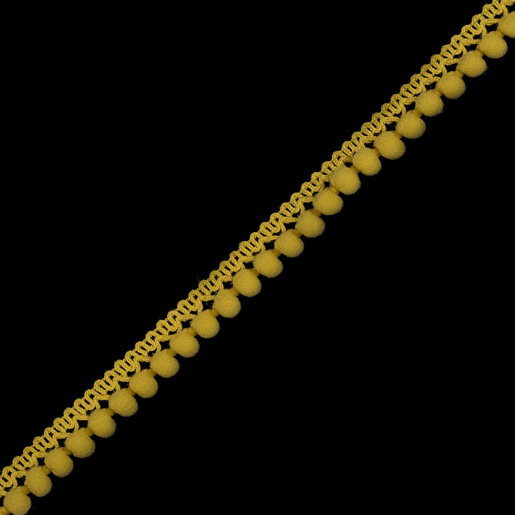 Mustard Yellow Single Row Mini Pom Pom Trim - Detail