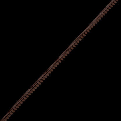European Mocha Single Row Mini Pom Pom Trim