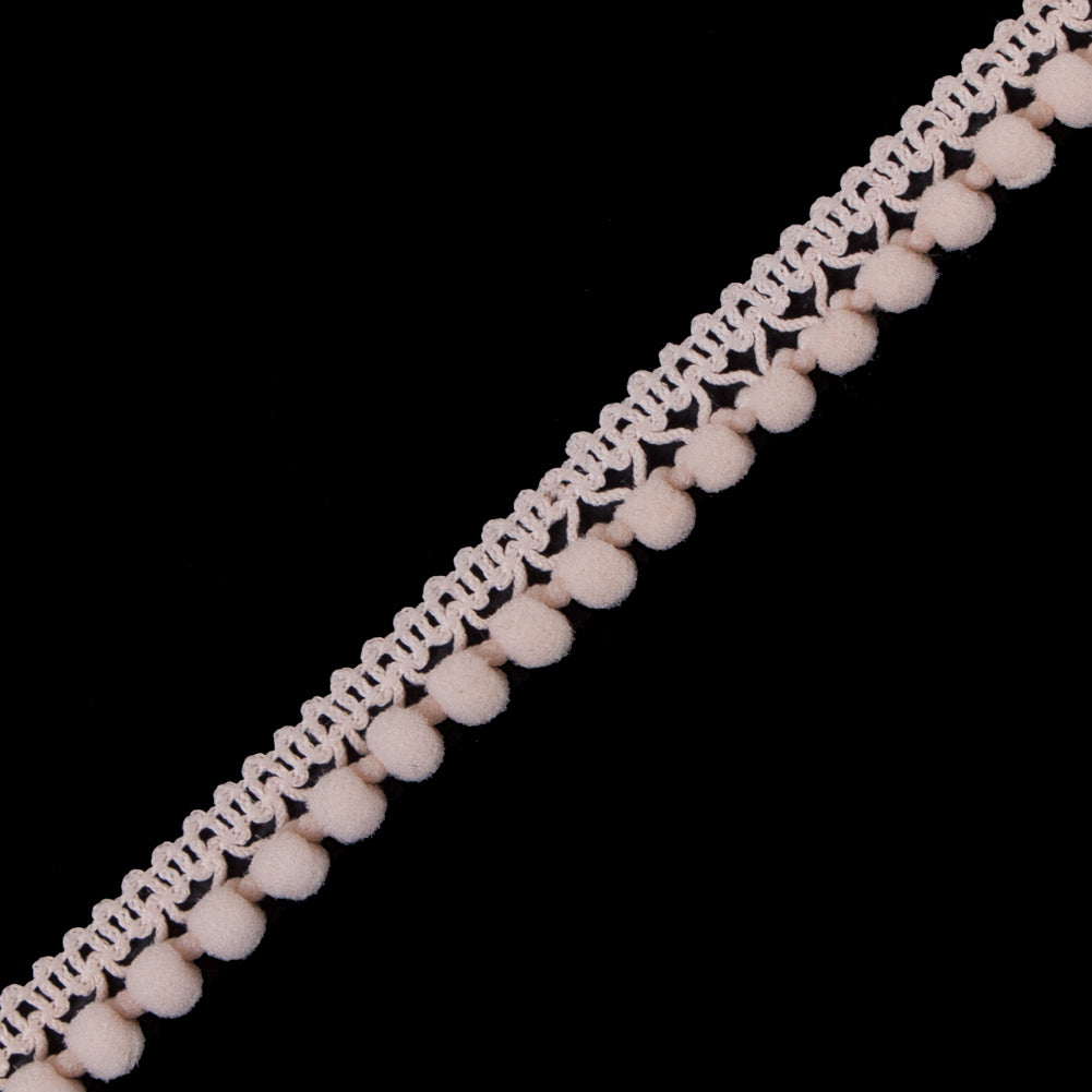 Flesh Single Row Mini Pom Pom Trim - Detail