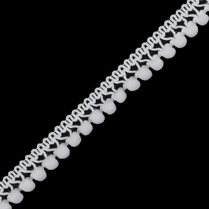White Single Row Mini Pom Pom Trim Detail