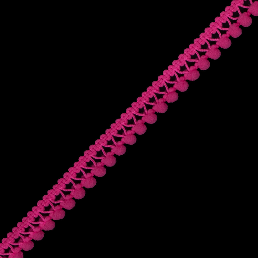 Fuchsia Single Row Mini Pom Pom Trim Detail