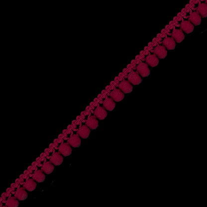 European Apple Red Single Row Mini Pom Pom Trim Detail