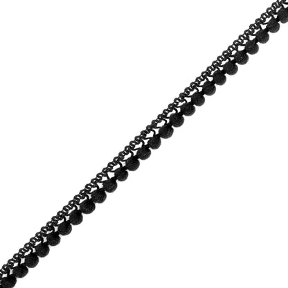Black Single Row Mini Pom Pom Trim - Detail