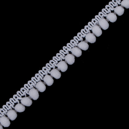 European Silver Single Row Mini Pom Pom Trim Detail