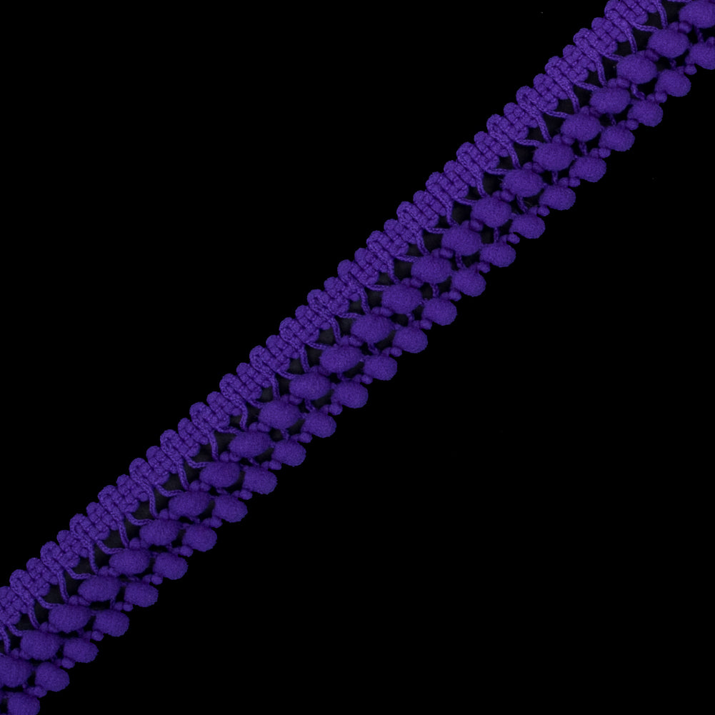 Purple Two Row Mini Pom Pom Trim - Detail