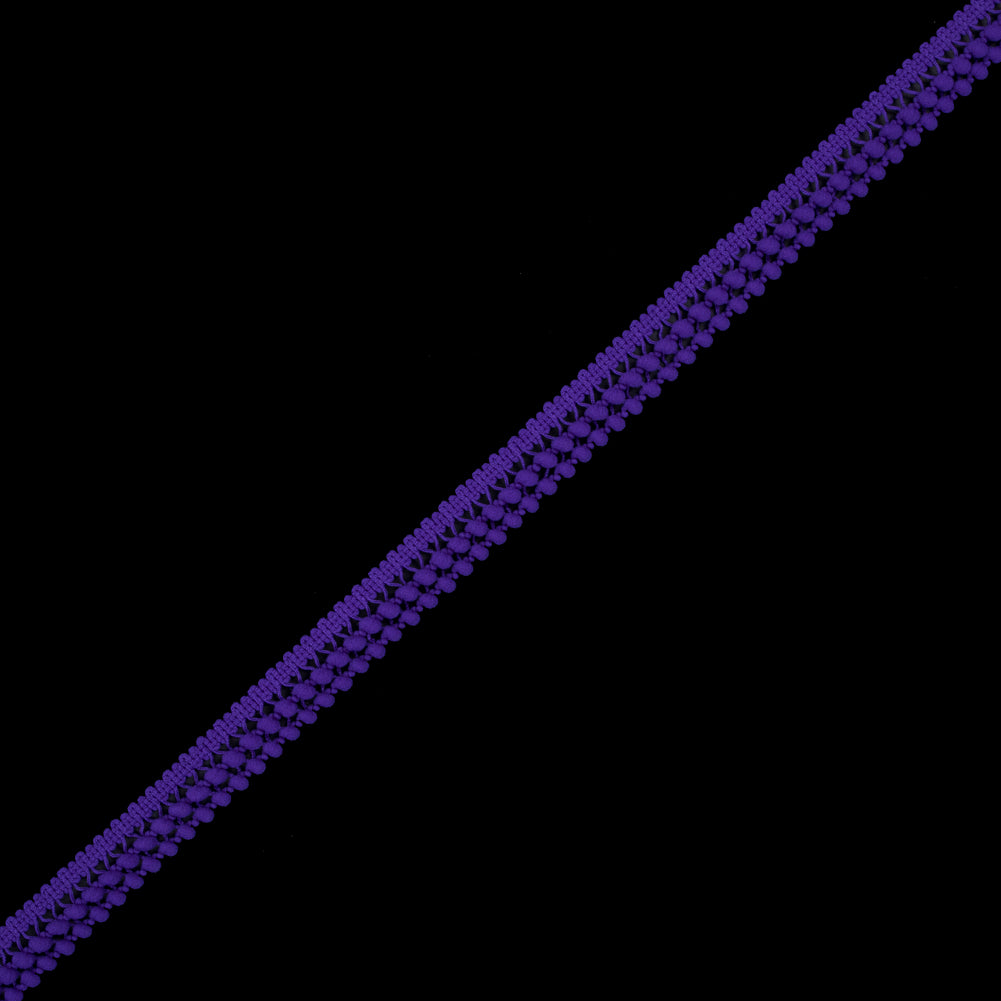 Purple Two Row Mini Pom Pom Trim