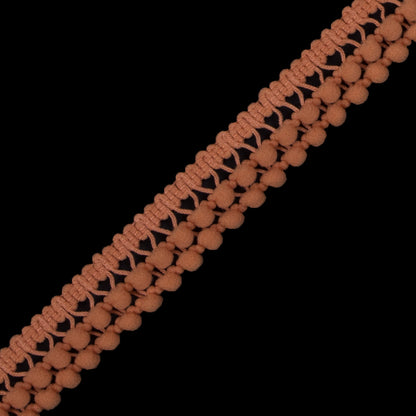Pumpkin Two Row Mini Pom Pom Trim - Detail