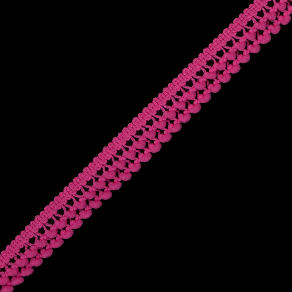 Fuchsia Two Row Mini Pom Pom Trim Detail