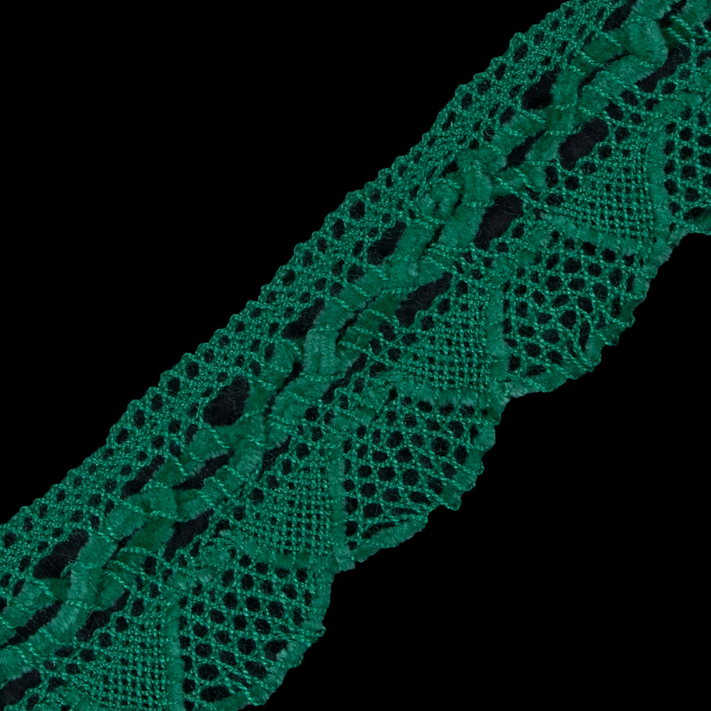Bright Green Crochet Chenille Trim - 1.5 - Detail