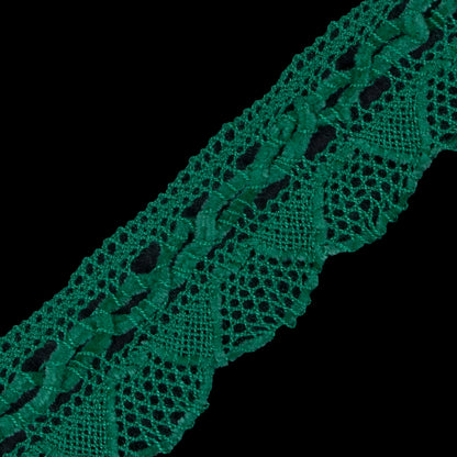 Bright Green Crochet Chenille Trim - 1.5 - Detail