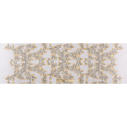 Yellow and Metallic Gold Floral Novelty Embroidered Mesh - Folded