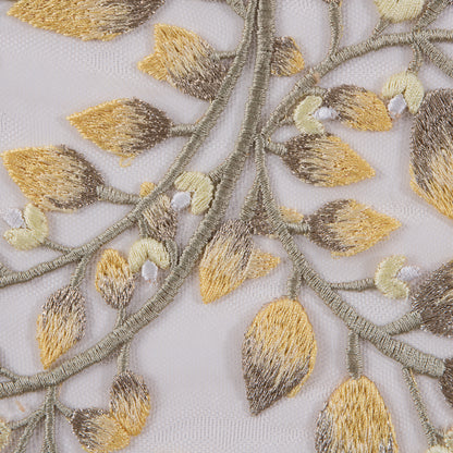 Yellow and Metallic Gold Floral Novelty Embroidered Mesh - Full