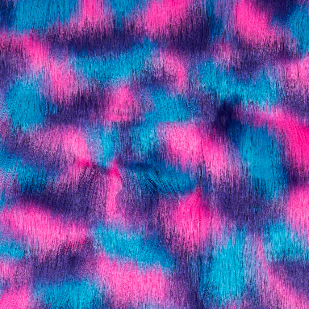 Vibrant Blue, Pink and Purple Faux Fur