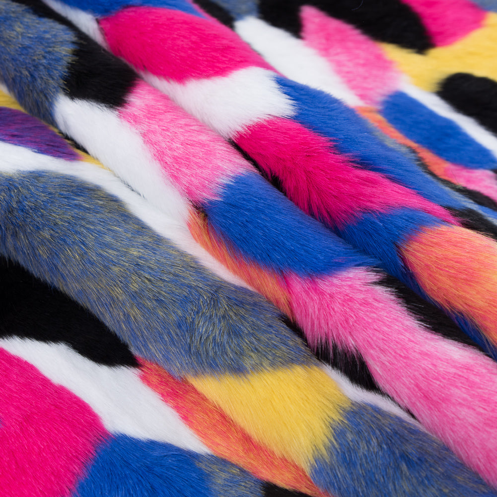 Vibrant Multicolored Faux Fur - Detail