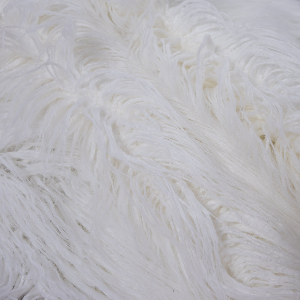 White Long Haired Faux Shag Fur - Detail