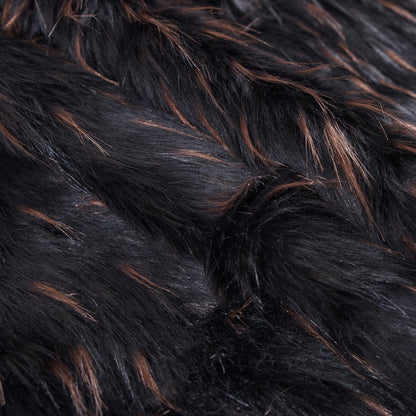 Black and Brown Long Haired Faux Fur - Folded