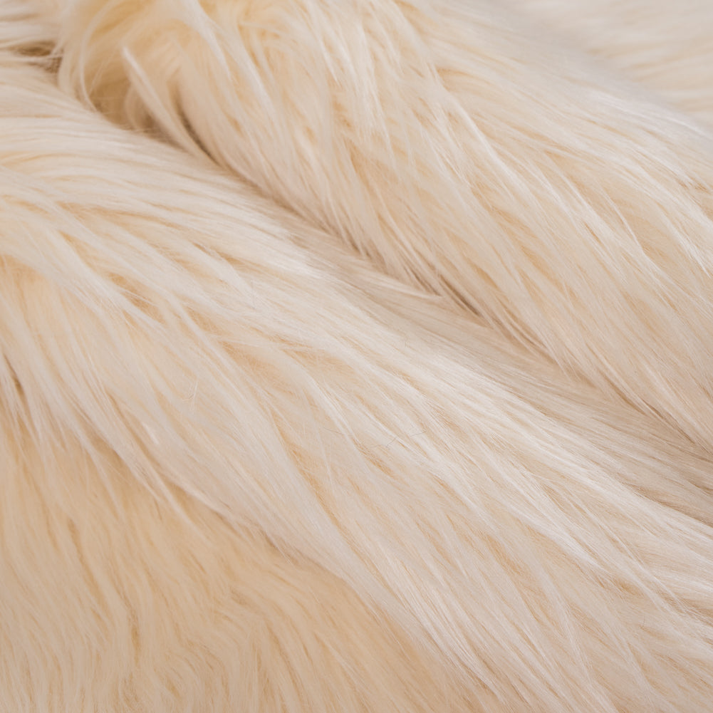 Ivory Long Haired Faux Fur Detail