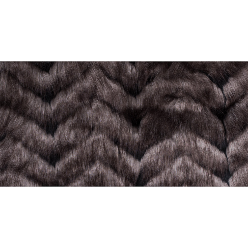 Gray Herringbone Faux Fur - Folded