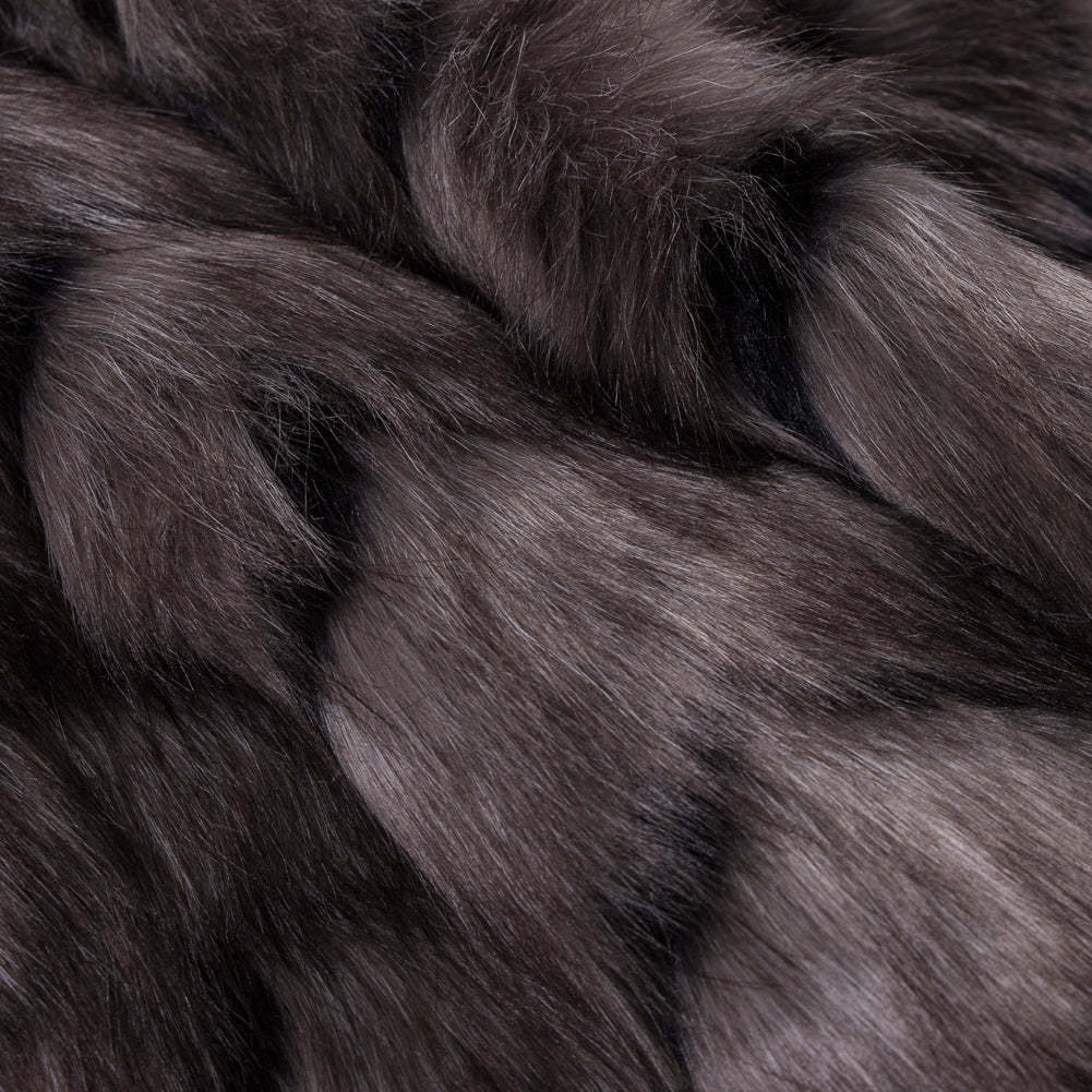 Gray Herringbone Faux Fur - Detail