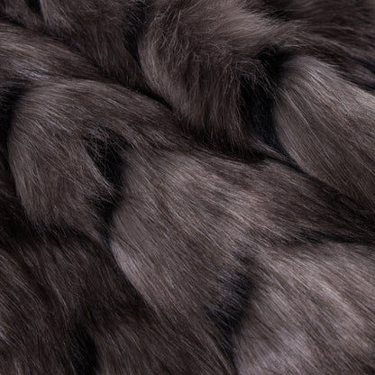 Gray Herringbone Faux Fur - Detail