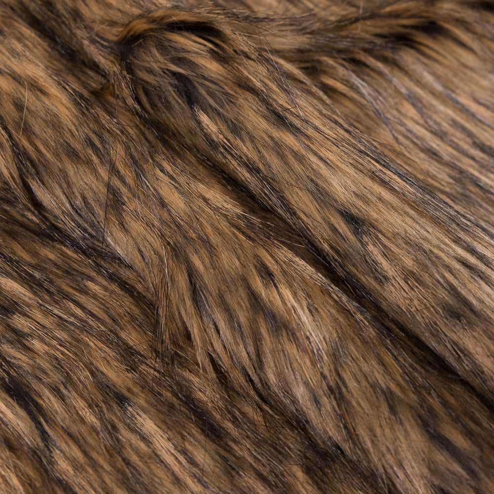 Brown and Black Long Haired Faux Fur - Folded