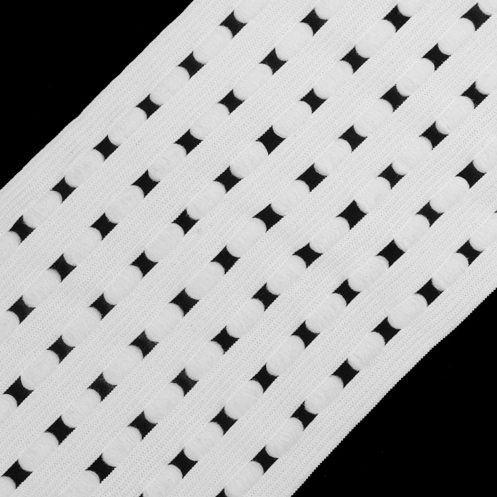 White Wide Elastic Trim - 3.75 - Detail