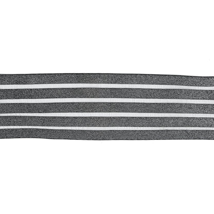 Italian Metallic Silver Elastic Trim with Sheer Stripes - 3.5"