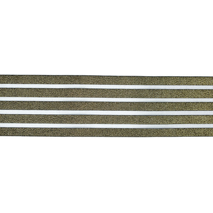 Italian Metallic Gold Elastic Trim with Sheer Stripes - 3.5