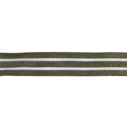 Italian Metallic Gold Elastic Trim with Sheer Stripes - 2"