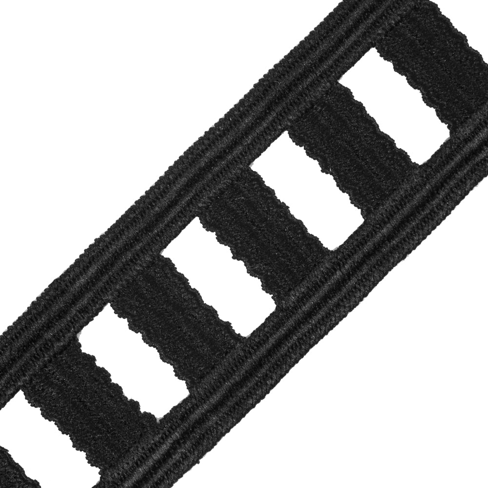 Black Embroidered Venise Lace Ladder Trim - 1.75" Detail
