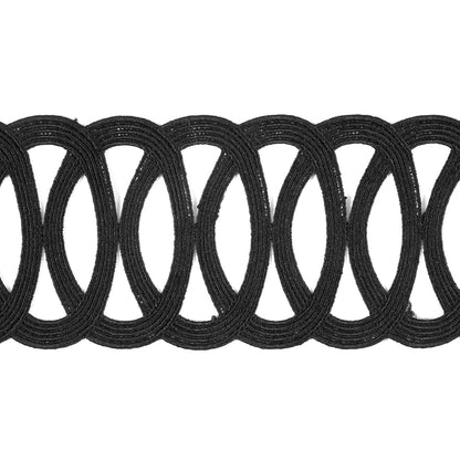 Black Embroidered Geometric Venise Lace - 3" Detail