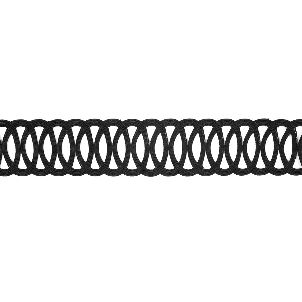 Black Embroidered Geometric Venise Lace - 3"