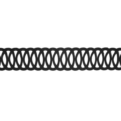 Black Embroidered Geometric Venise Lace - 3"