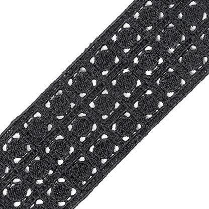Black Embroidered Lace Trim - 1.5 - Detail